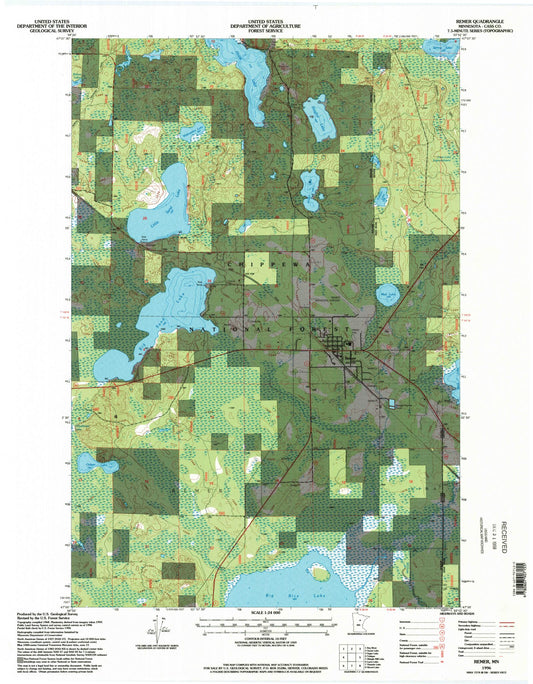 Classic USGS Remer Minnesota 7.5'x7.5' Topo Map Image