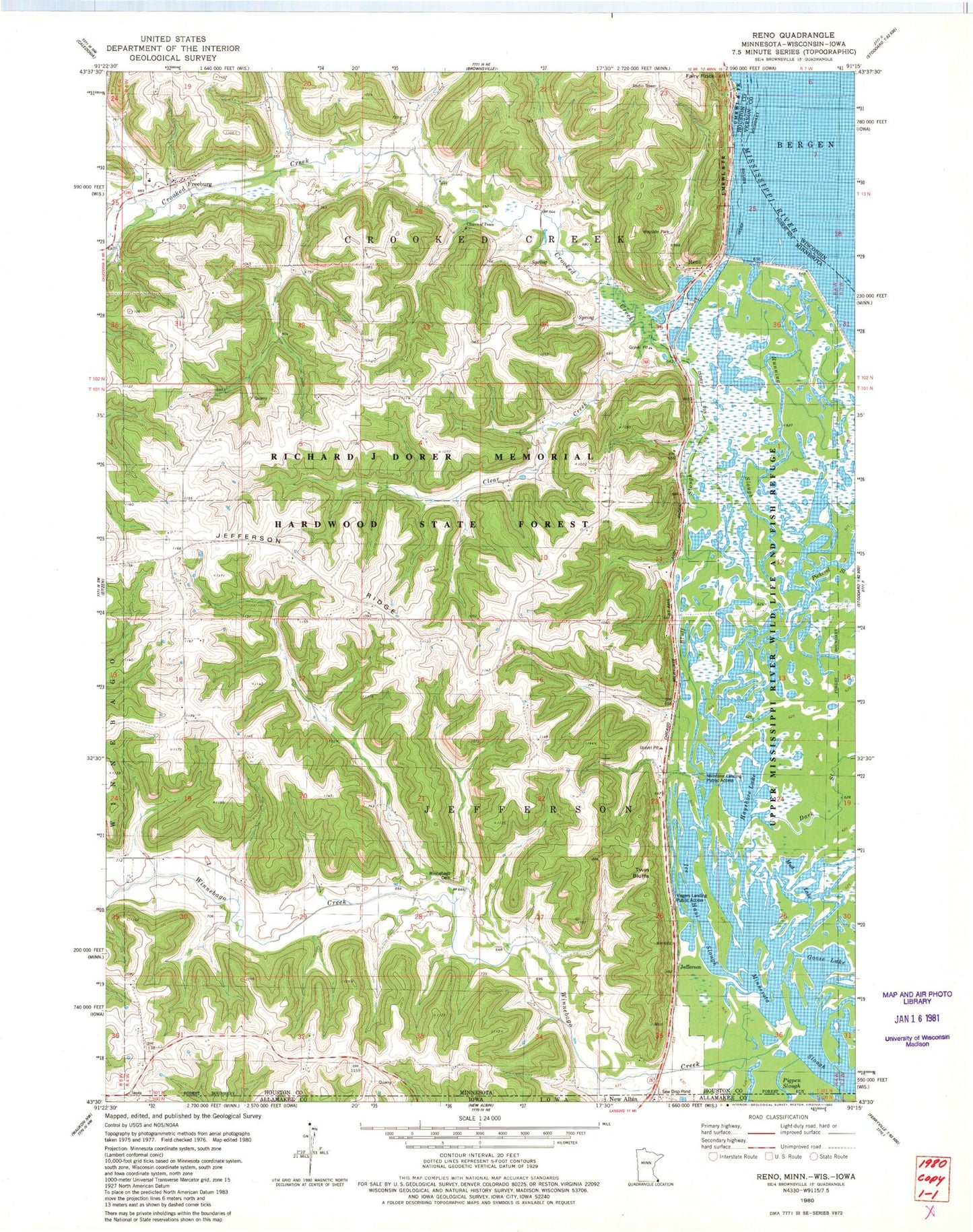 Classic USGS Reno Minnesota 7.5'x7.5' Topo Map Image