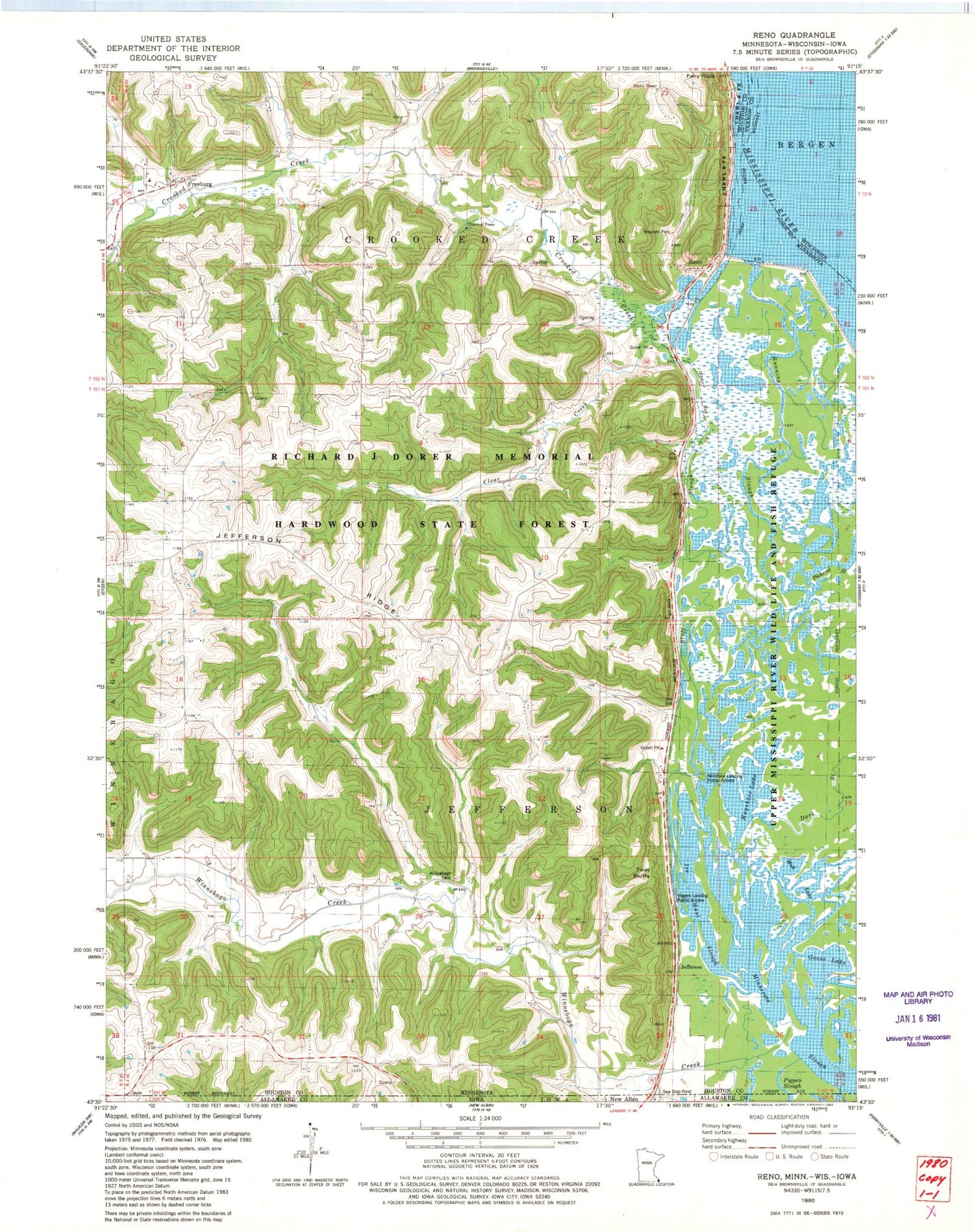 Classic USGS Reno Minnesota 7.5'x7.5' Topo Map Image
