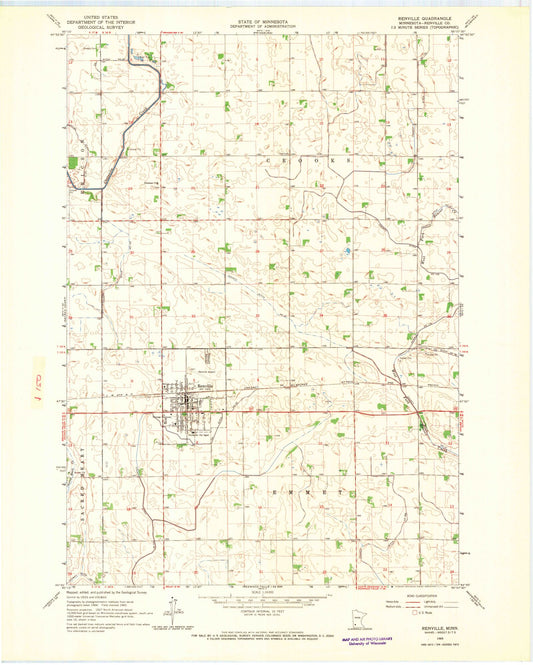 Classic USGS Renville Minnesota 7.5'x7.5' Topo Map Image