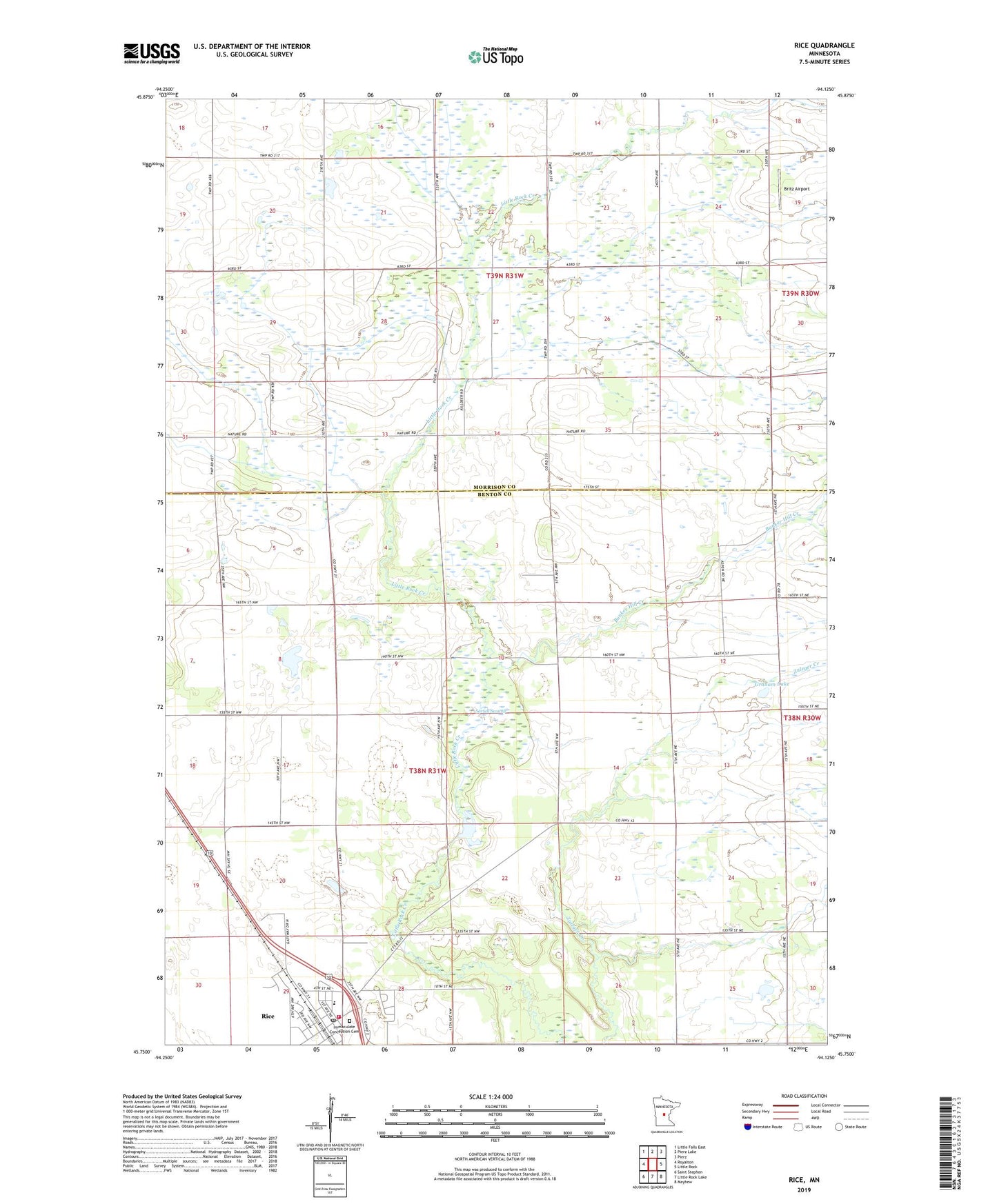 Rice Minnesota US Topo Map Image