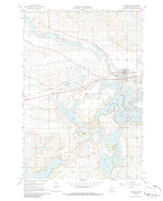Classic USGS Richmond Minnesota 7.5'x7.5' Topo Map Image