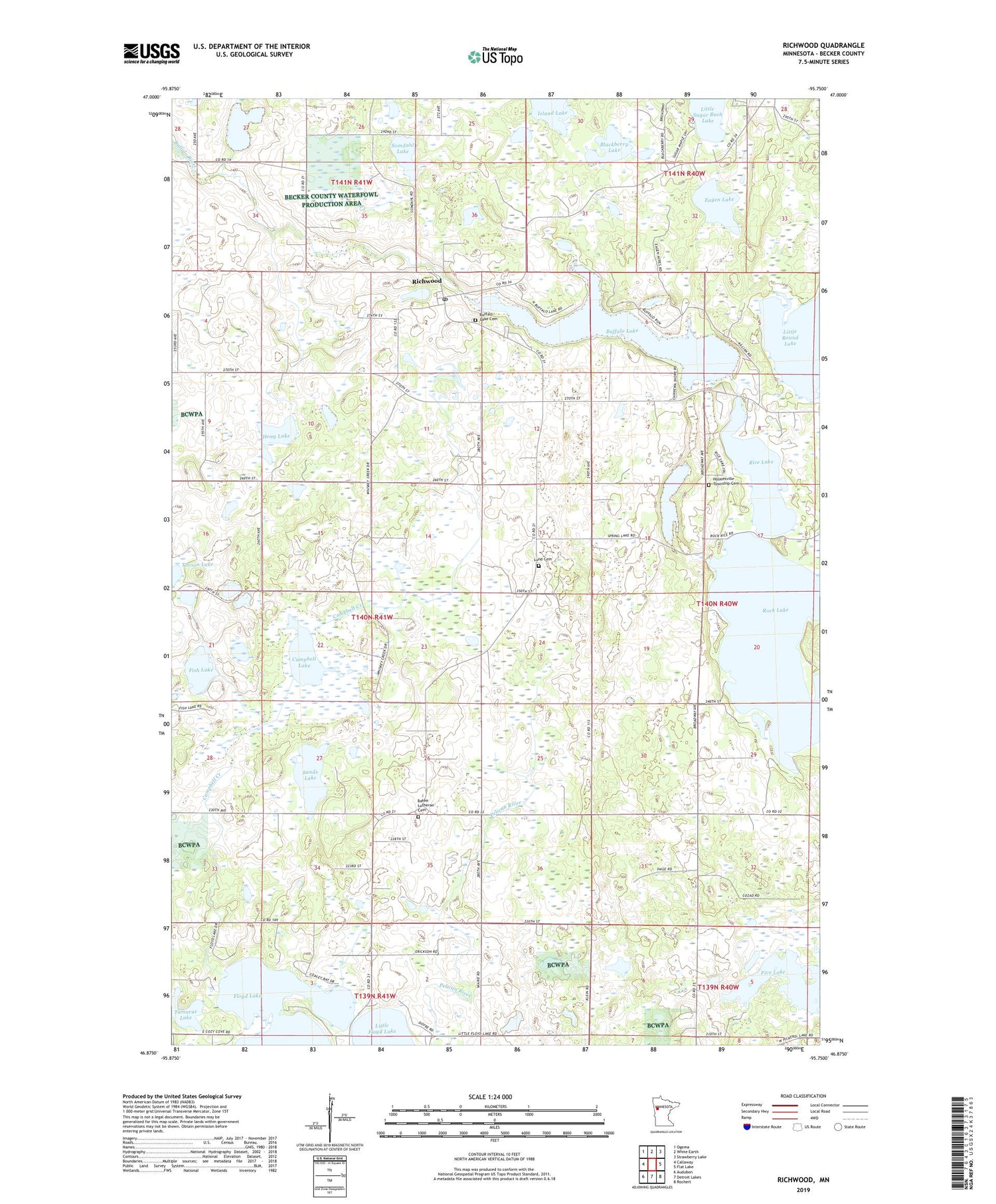 Richwood Minnesota US Topo Map Image