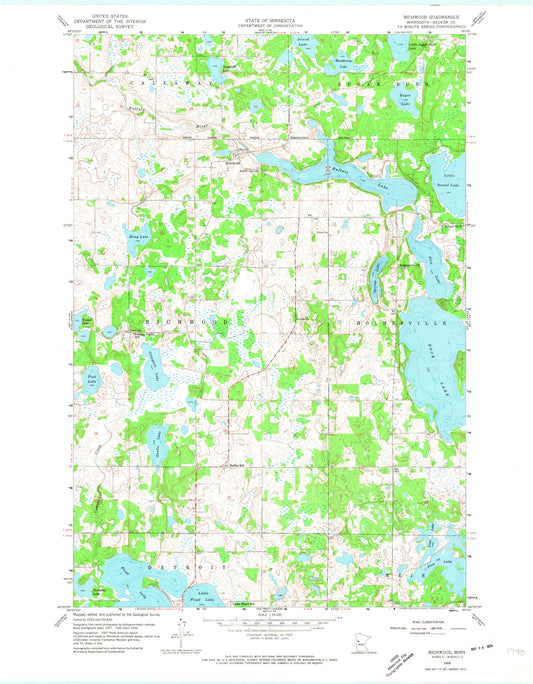 Classic USGS Richwood Minnesota 7.5'x7.5' Topo Map Image