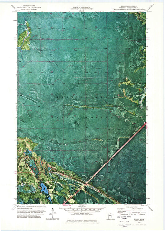 Classic USGS Ridge Minnesota 7.5'x7.5' Topo Map Image