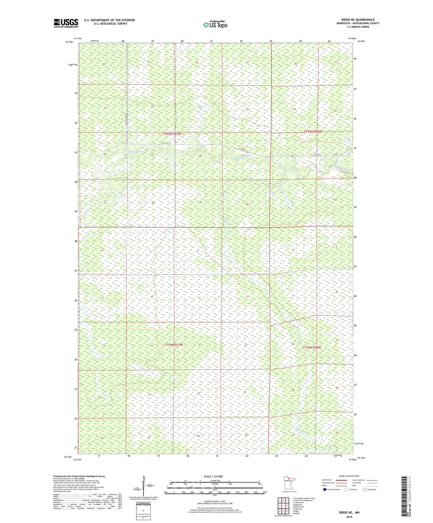 Ridge NE Minnesota US Topo Map Image