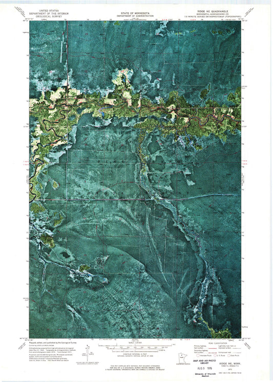Classic USGS Ridge NE Minnesota 7.5'x7.5' Topo Map Image