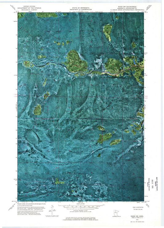 Classic USGS Ridge NW Minnesota 7.5'x7.5' Topo Map Image