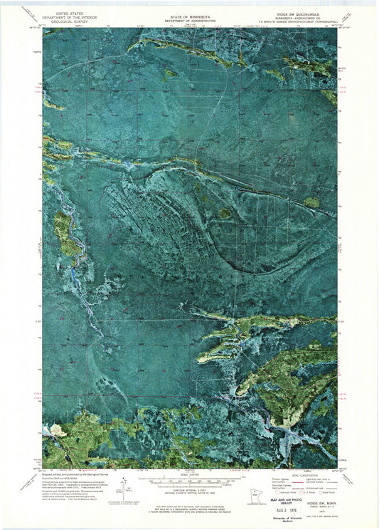 Classic USGS Ridge SW Minnesota 7.5'x7.5' Topo Map Image