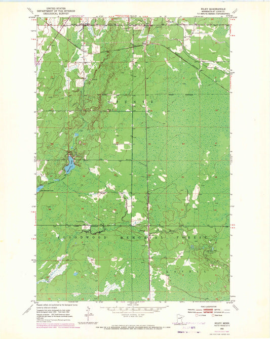 Classic USGS Riley Minnesota 7.5'x7.5' Topo Map Image