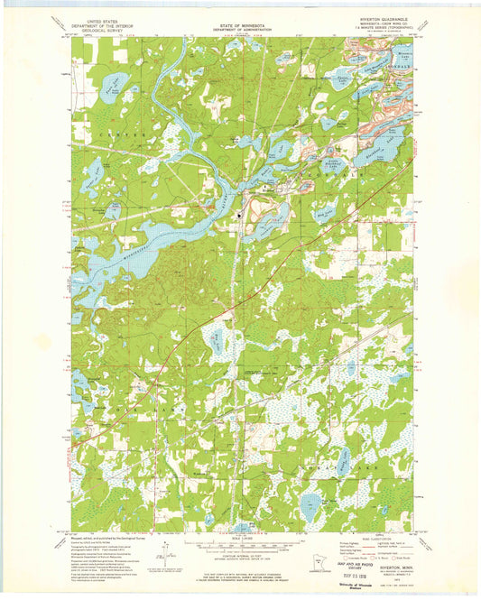 Classic USGS Riverton Minnesota 7.5'x7.5' Topo Map Image