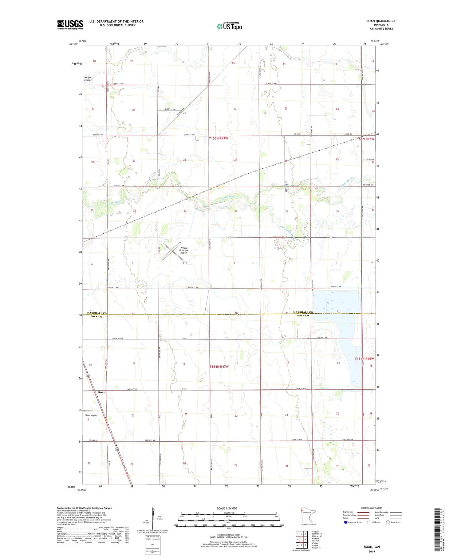 Roan Minnesota US Topo Map Image