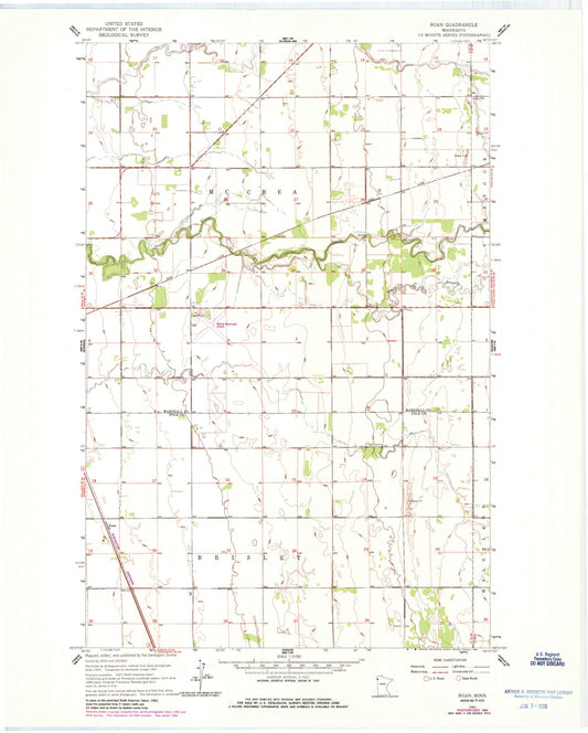 Classic USGS Roan Minnesota 7.5'x7.5' Topo Map Image