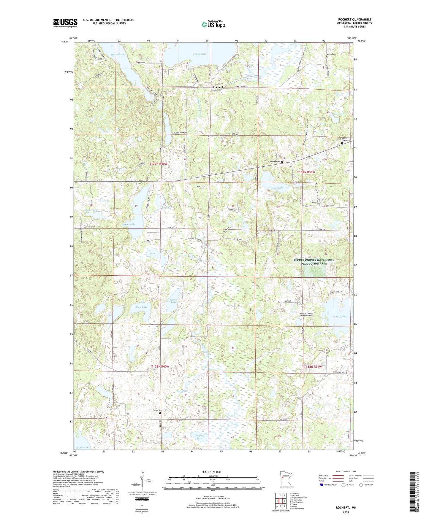Rochert Minnesota US Topo Map Image