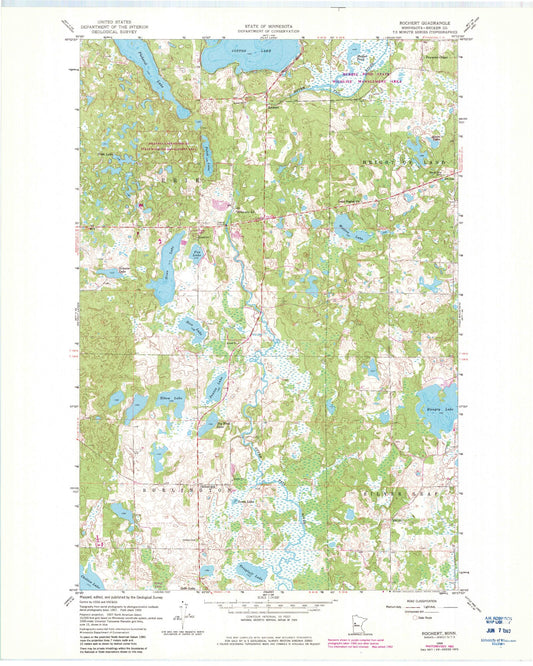 Classic USGS Rochert Minnesota 7.5'x7.5' Topo Map Image