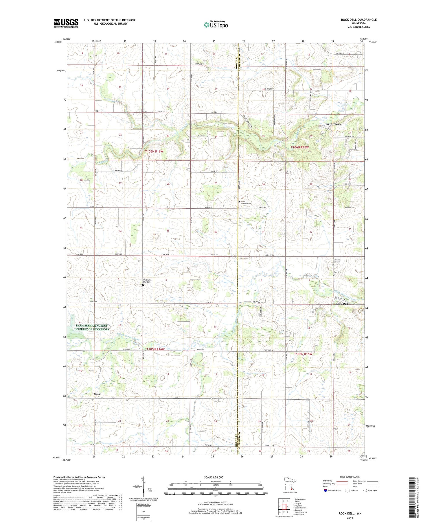 Rock Dell Minnesota US Topo Map Image
