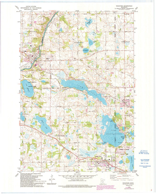 Classic USGS Rockford Minnesota 7.5'x7.5' Topo Map Image