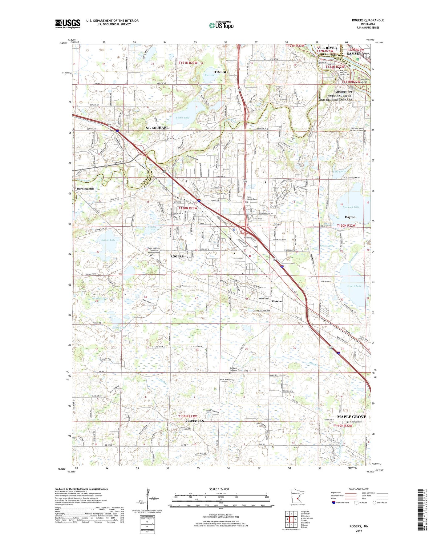 Rogers Minnesota US Topo Map Image