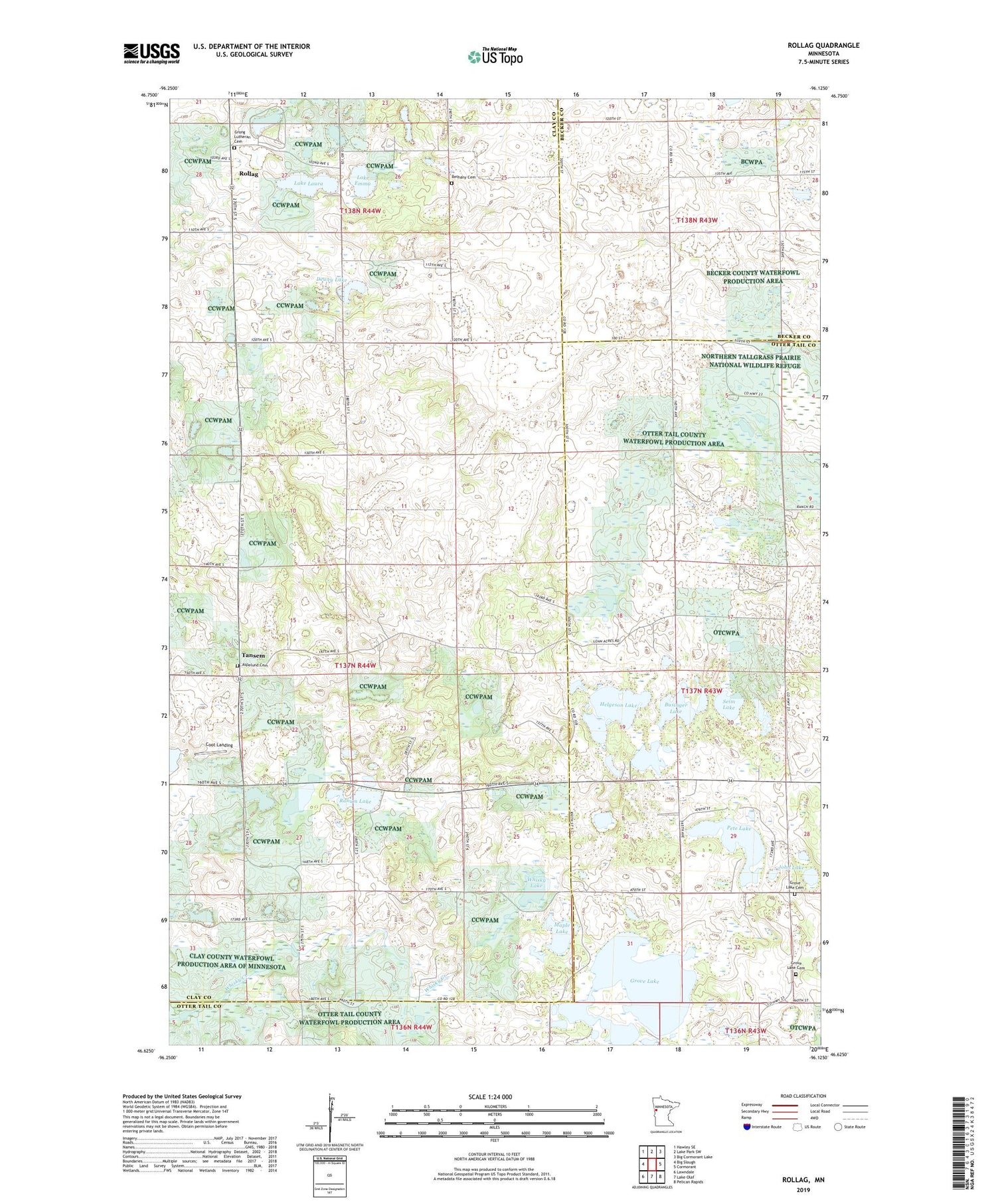 Rollag Minnesota US Topo Map Image