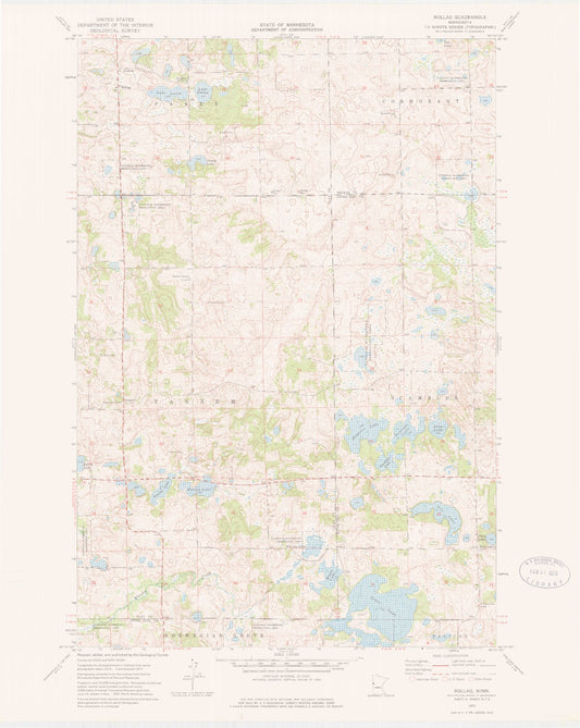 Classic USGS Rollag Minnesota 7.5'x7.5' Topo Map Image
