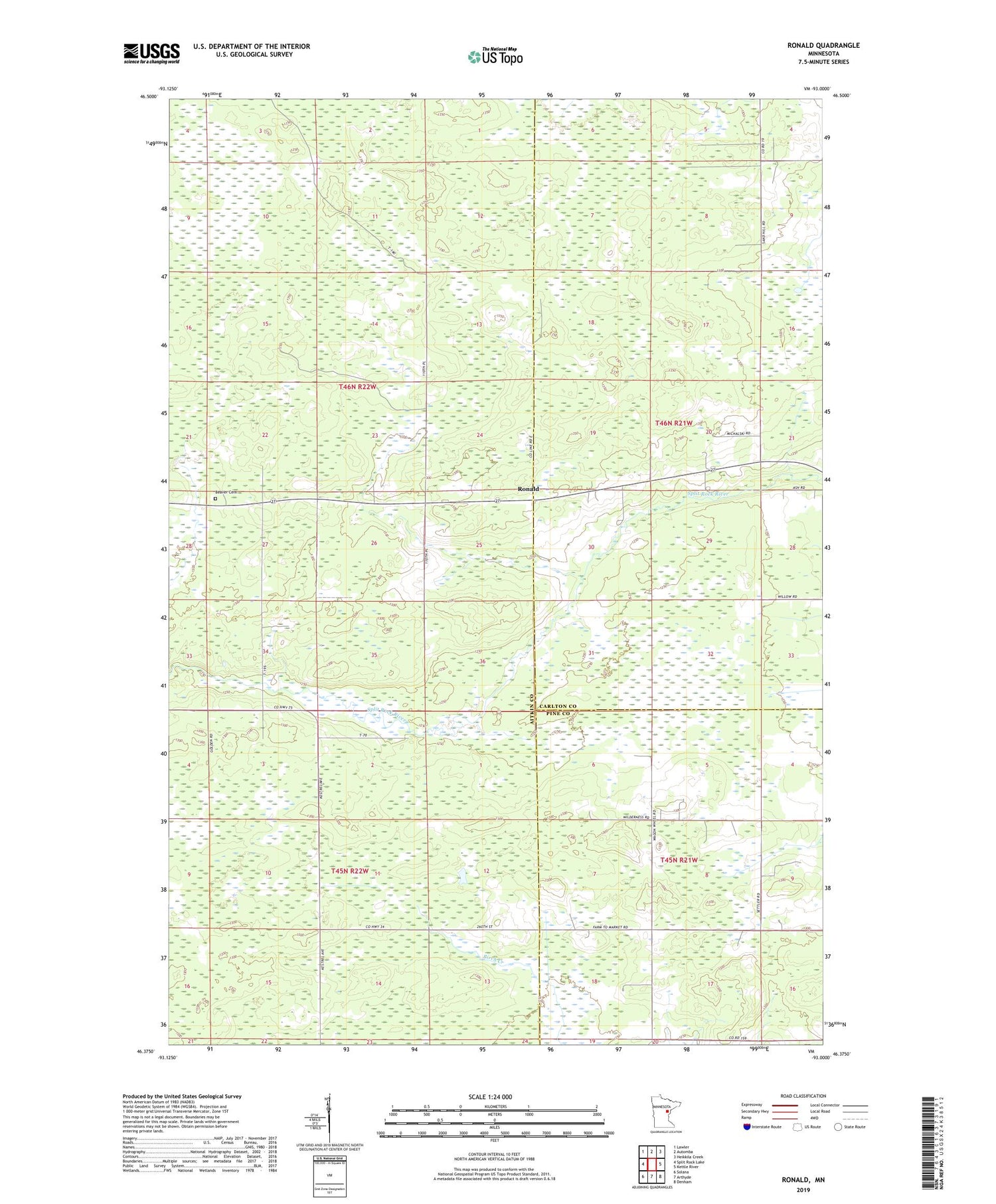 Ronald Minnesota US Topo Map Image
