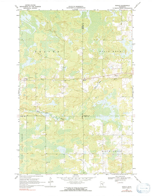 Classic USGS Ronald Minnesota 7.5'x7.5' Topo Map Image