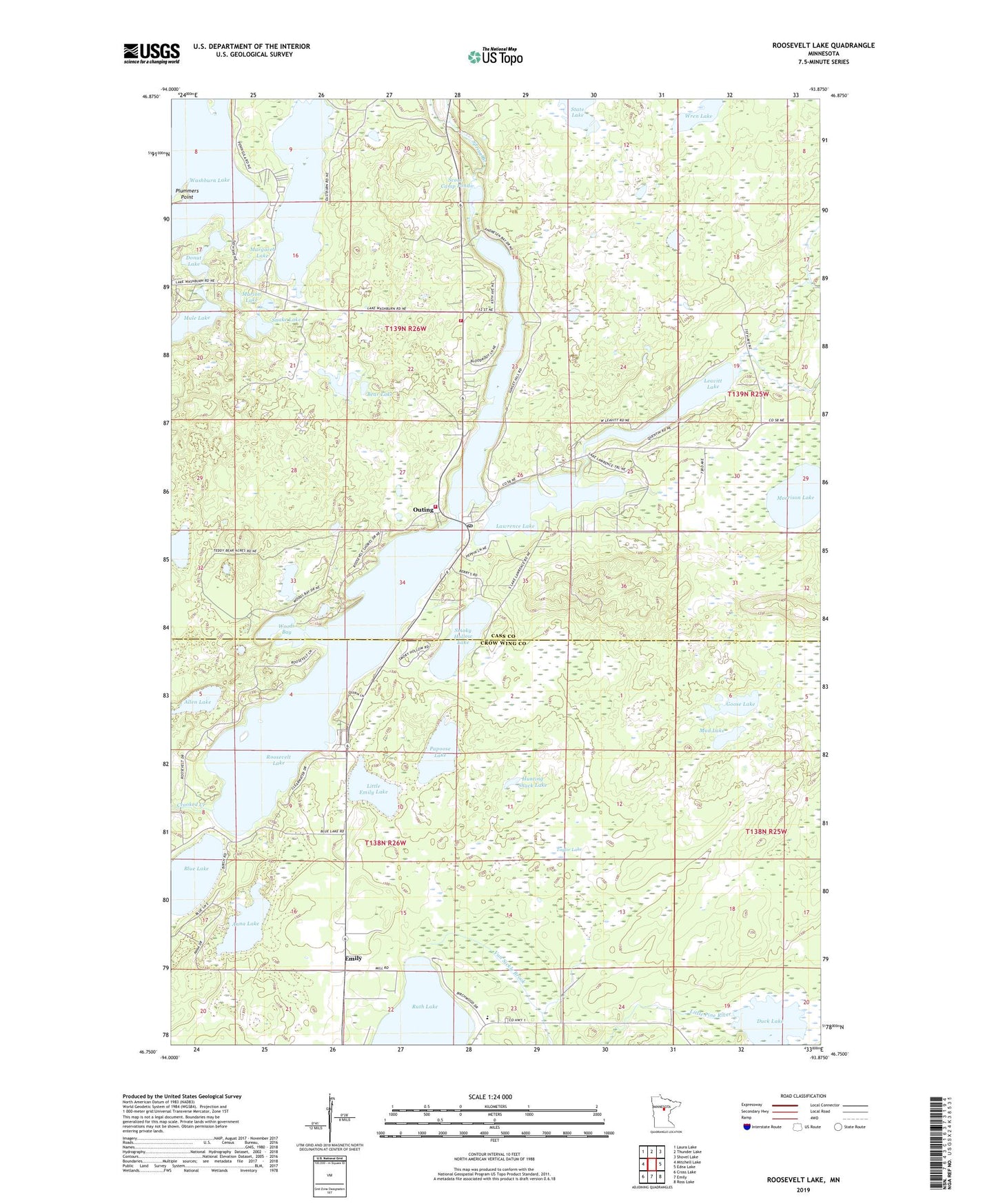 Roosevelt Lake Minnesota US Topo Map Image