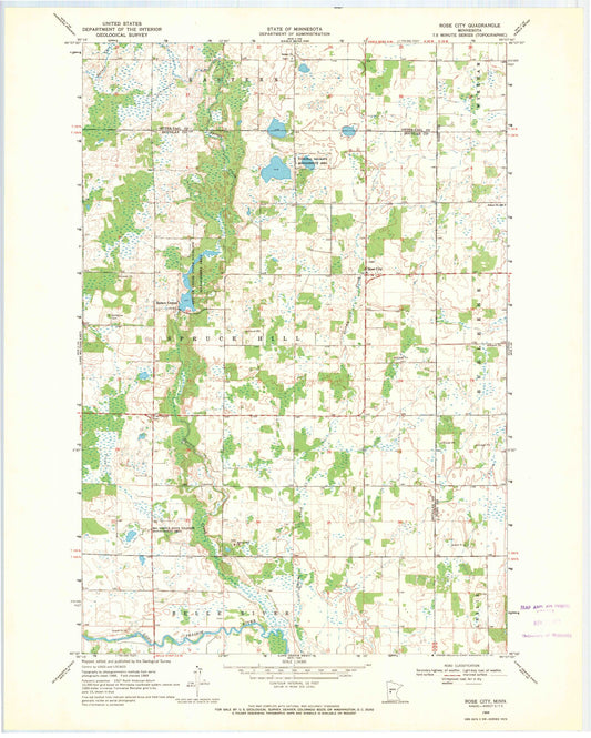 Classic USGS Rose City Minnesota 7.5'x7.5' Topo Map Image