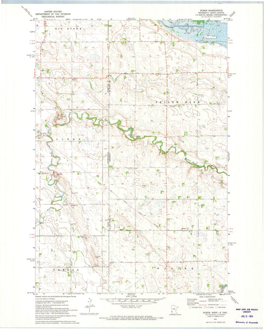 Classic USGS Rosen Minnesota 7.5'x7.5' Topo Map Image