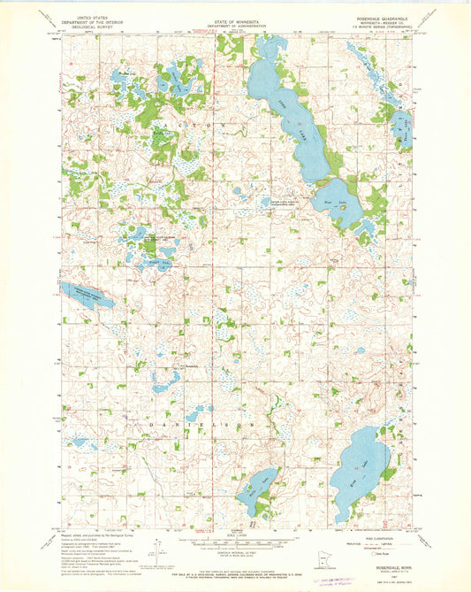 Classic USGS Rosendale Minnesota 7.5'x7.5' Topo Map Image