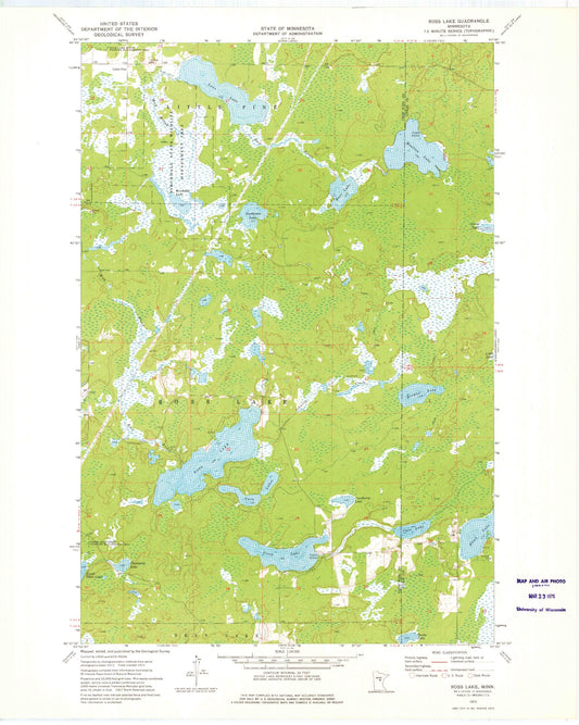 Classic USGS Ross Lake Minnesota 7.5'x7.5' Topo Map Image