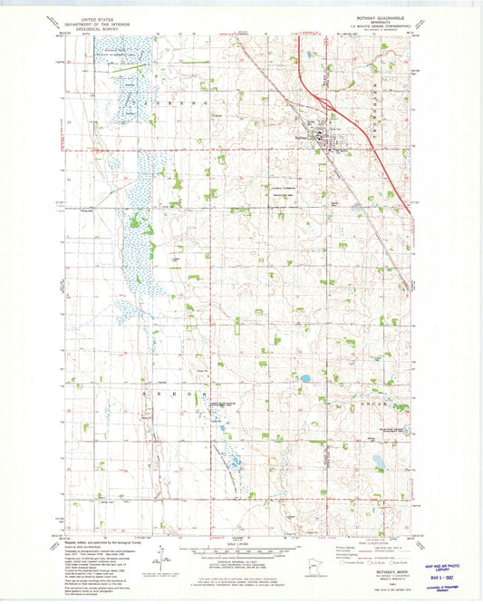 Classic USGS Rothsay Minnesota 7.5'x7.5' Topo Map Image