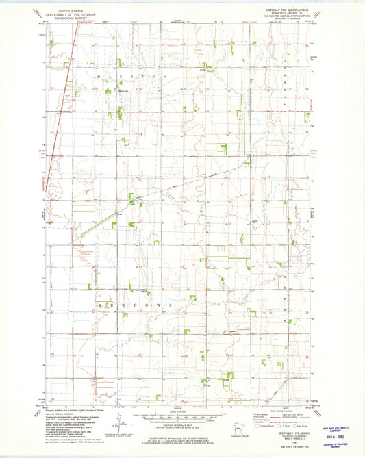 Classic USGS Rothsay NW Minnesota 7.5'x7.5' Topo Map Image