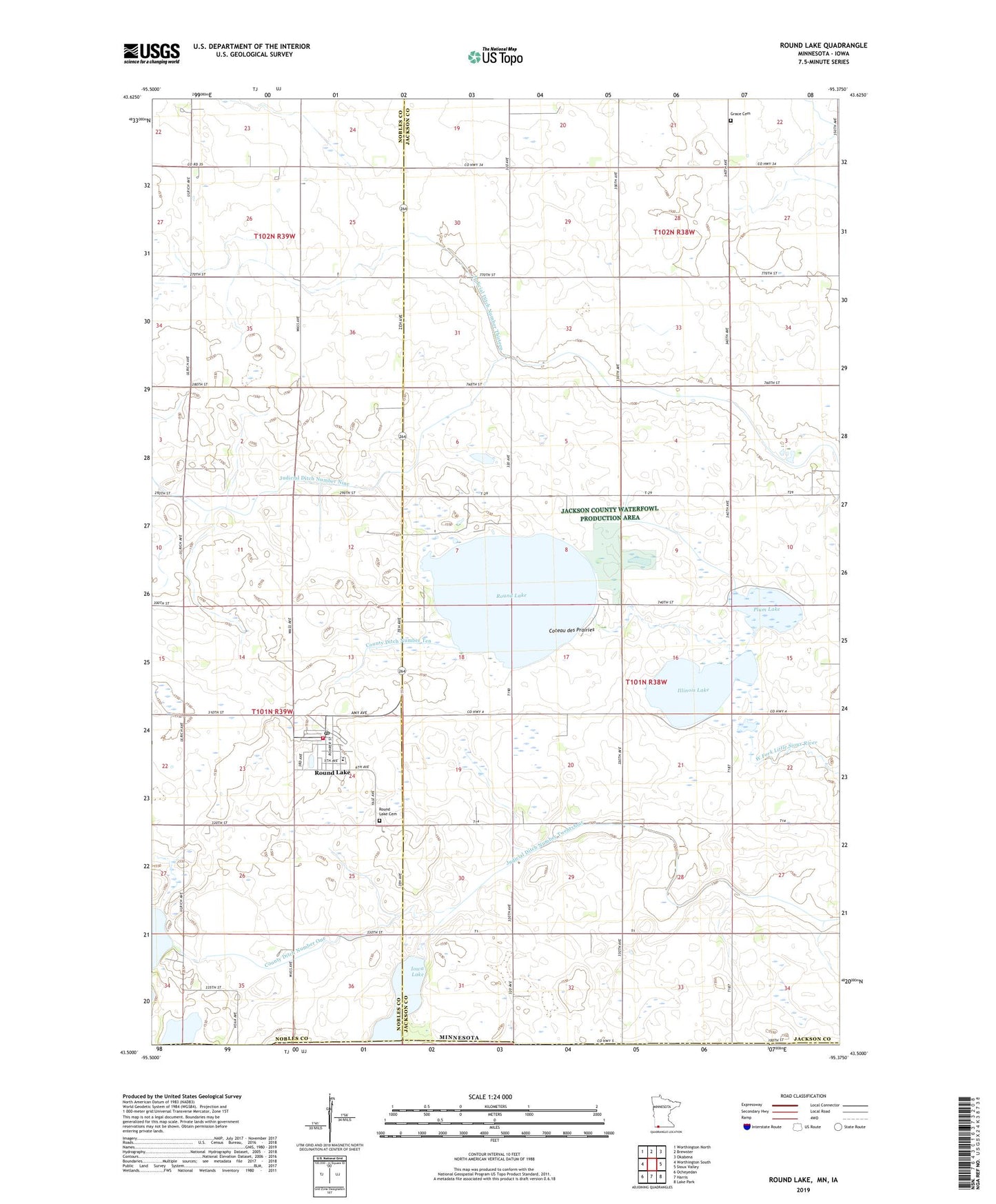 Round Lake Minnesota US Topo Map Image