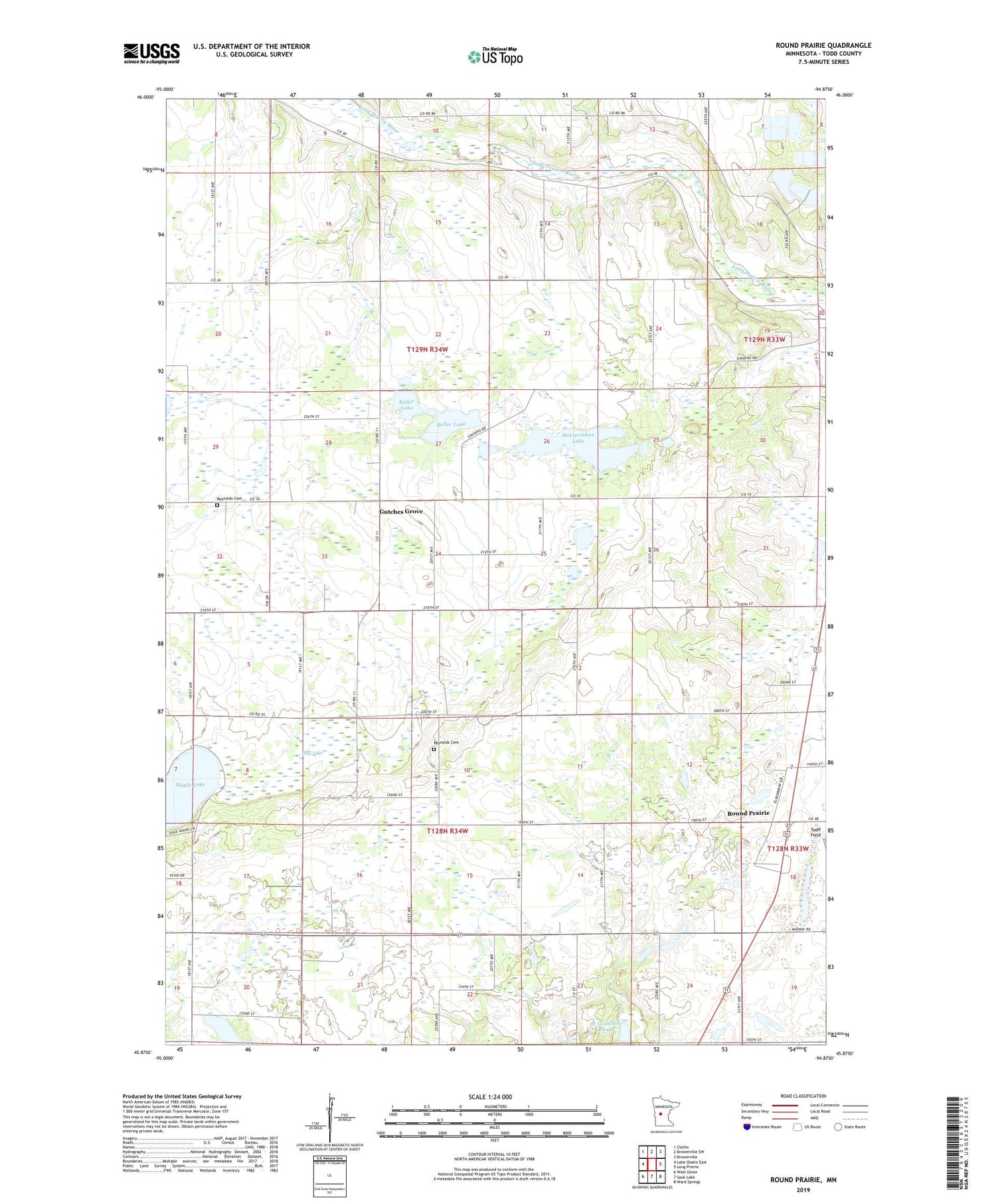 Round Prairie Minnesota US Topo Map Image