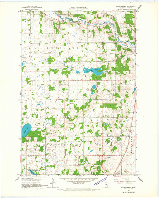 Classic USGS Round Prairie Minnesota 7.5'x7.5' Topo Map Image