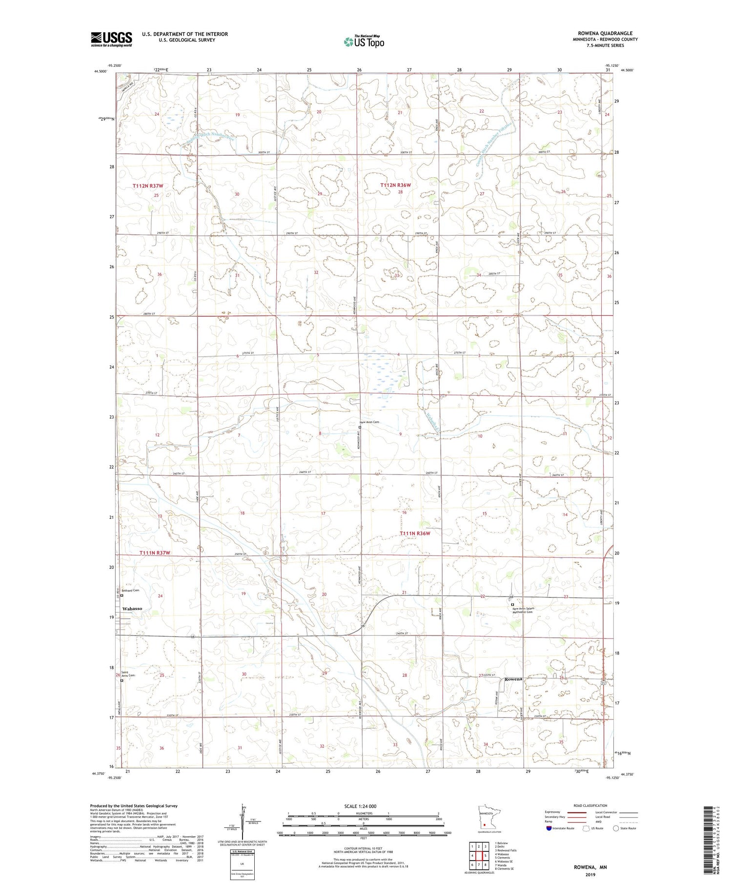 Rowena Minnesota US Topo Map Image