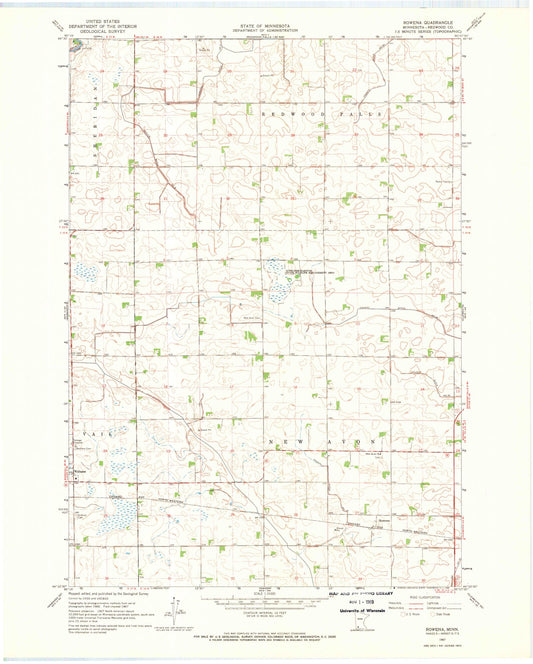 Classic USGS Rowena Minnesota 7.5'x7.5' Topo Map Image