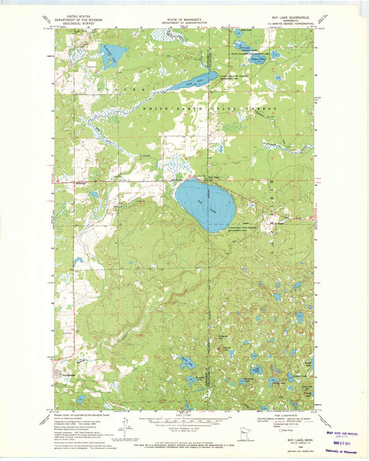 Classic USGS Roy Lake Minnesota 7.5'x7.5' Topo Map Image