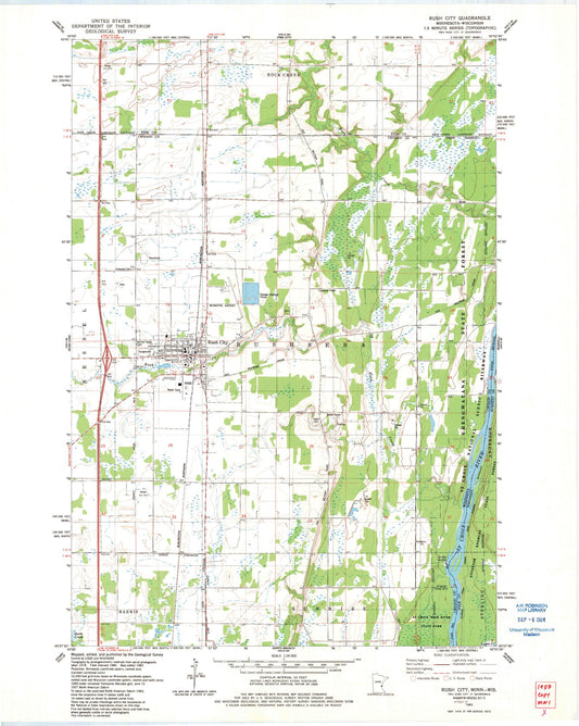 Classic USGS Rush City Minnesota 7.5'x7.5' Topo Map Image