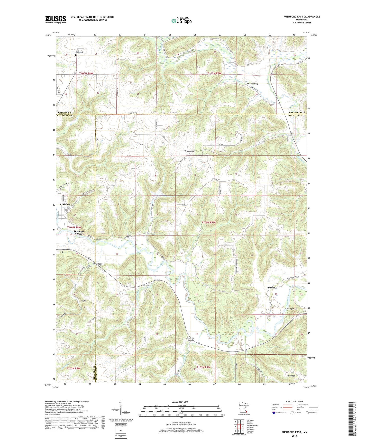 Rushford East Minnesota US Topo Map Image