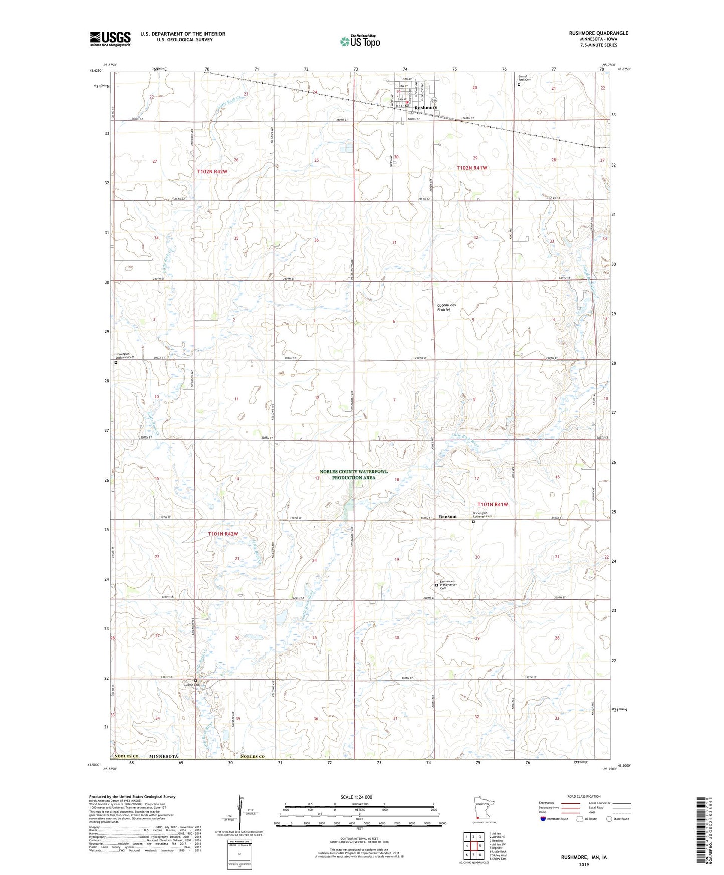 Rushmore Minnesota US Topo Map Image