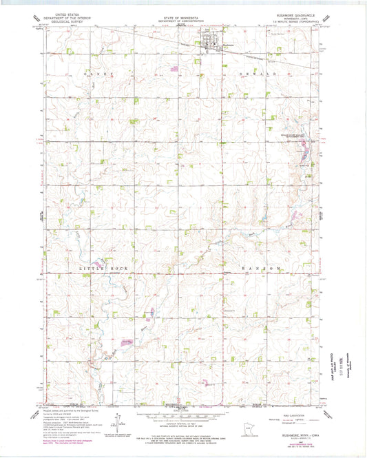 Classic USGS Rushmore Minnesota 7.5'x7.5' Topo Map Image