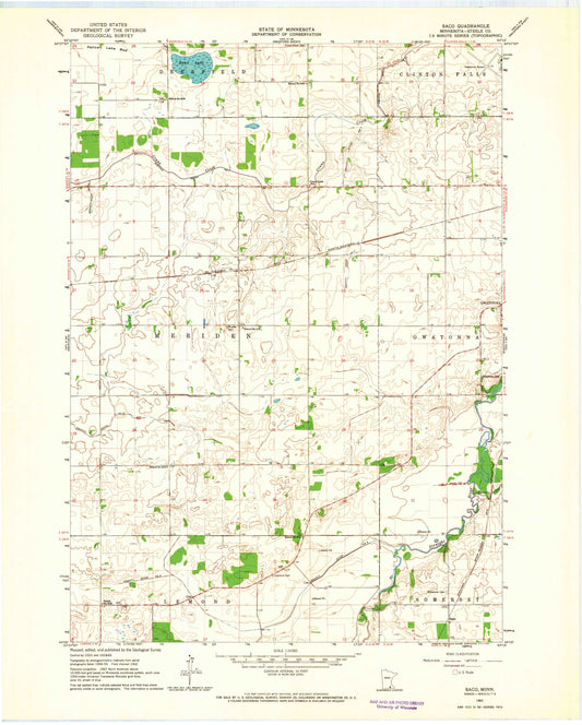 Classic USGS Saco Minnesota 7.5'x7.5' Topo Map Image