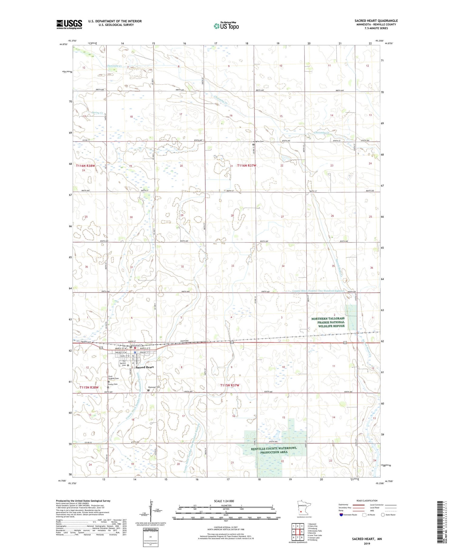 Sacred Heart Minnesota US Topo Map Image