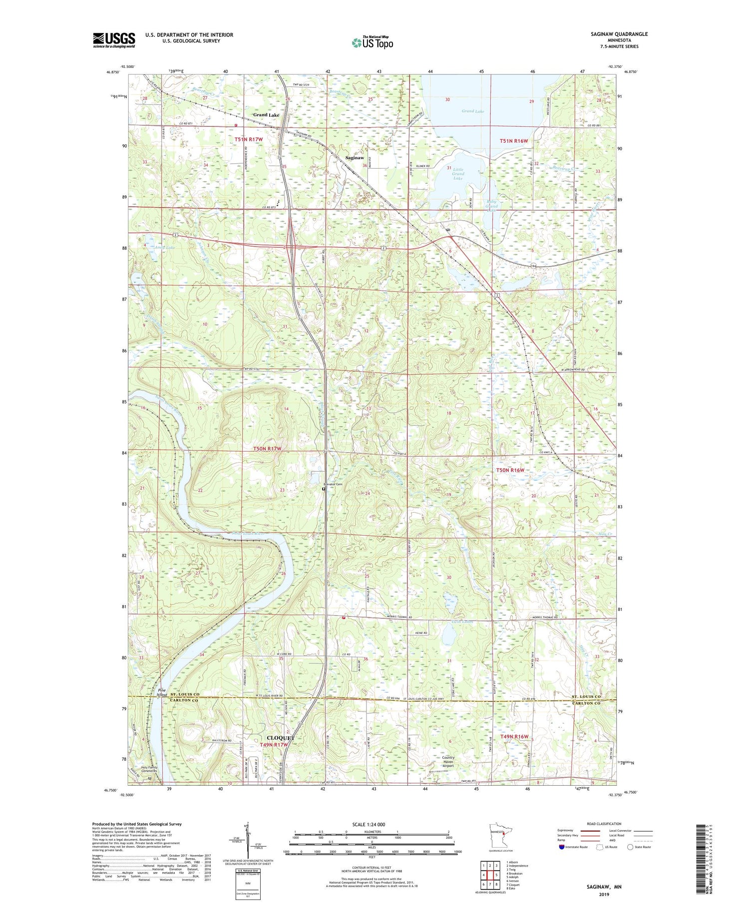 Saginaw Minnesota US Topo Map Image