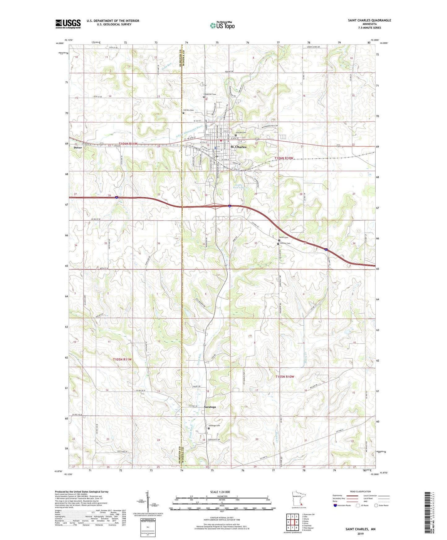 Saint Charles Minnesota US Topo Map Image