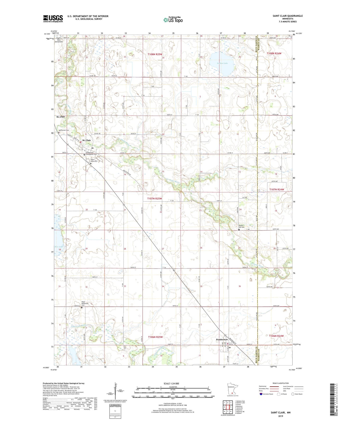 Saint Clair Minnesota US Topo Map Image