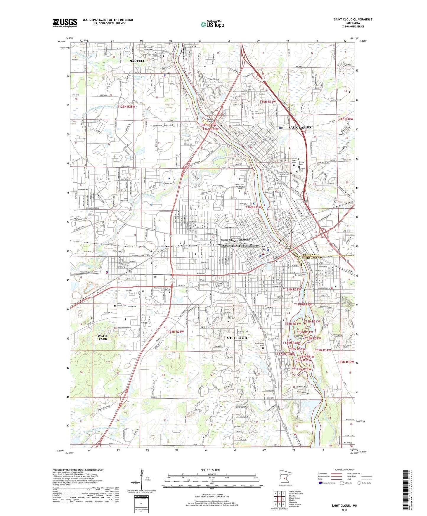 Saint Cloud Minnesota US Topo Map Image