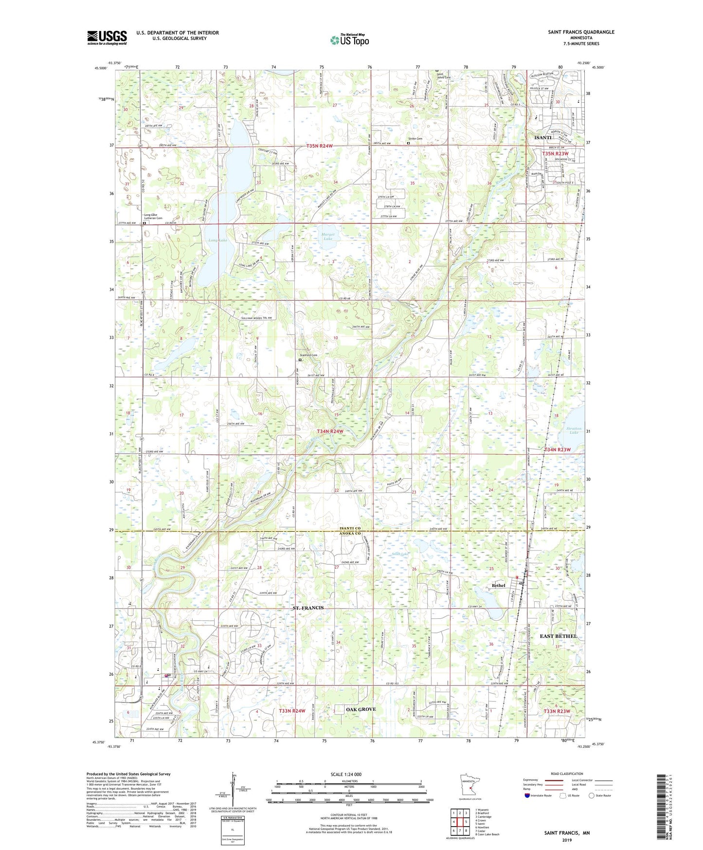 Saint Francis Minnesota US Topo Map Image